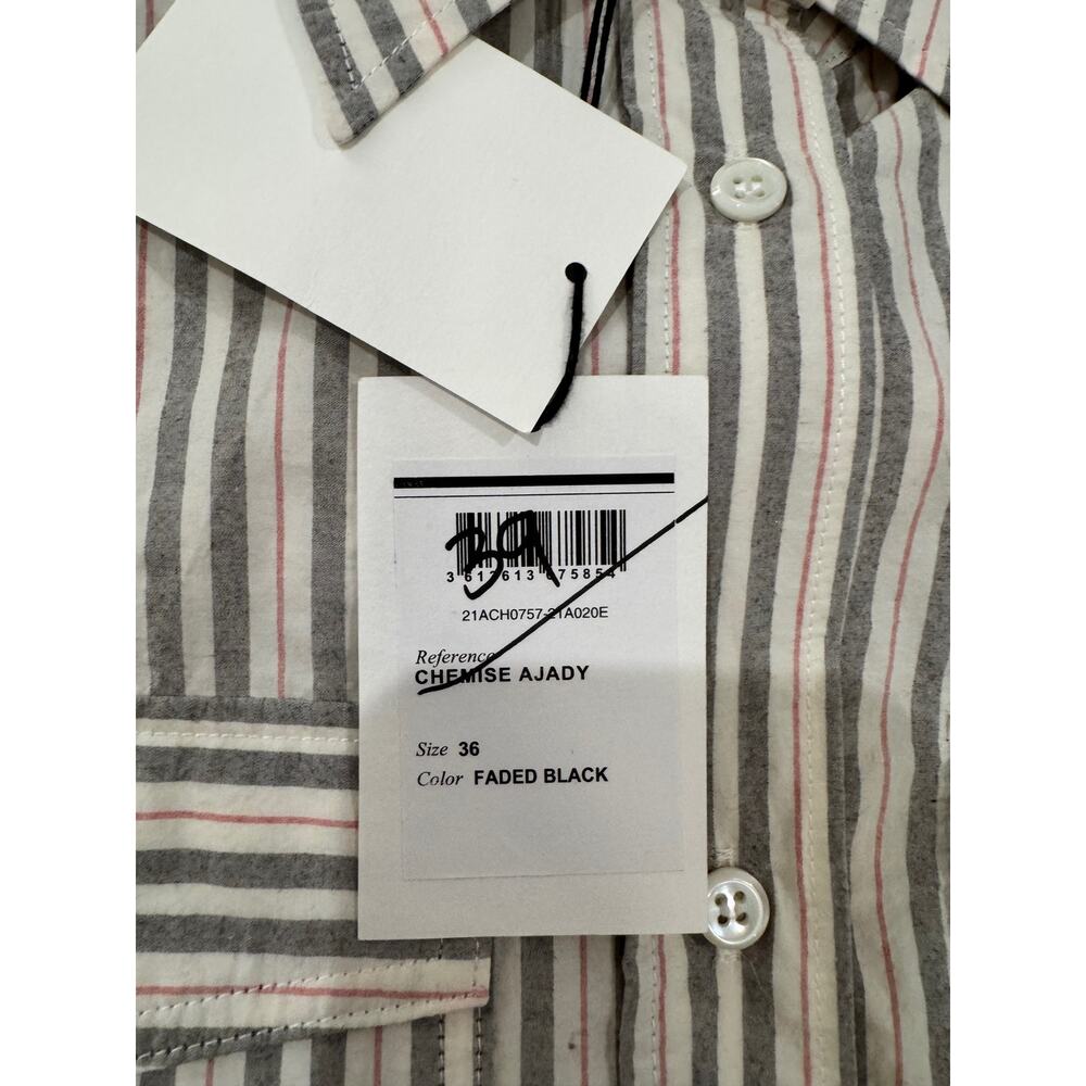 Isabel Marant Ajady Striped Button Down Shirt Women's 36 Organic Cotton Utility - Picture 14 of 16